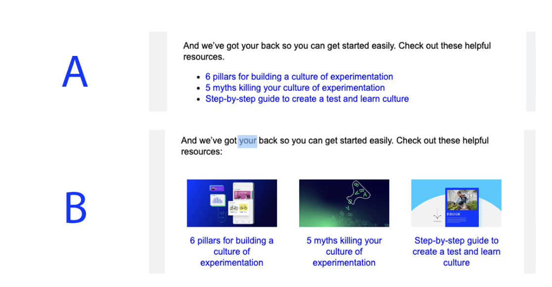 Optimizely newsletter A/B test