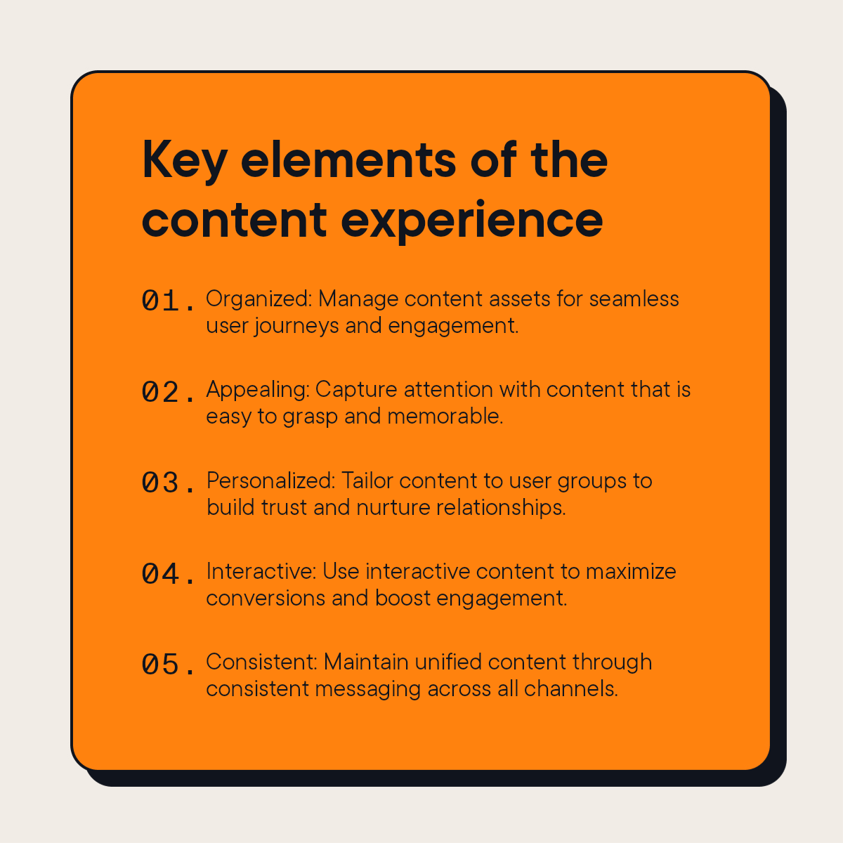 Key elements of content experience cheatsheet